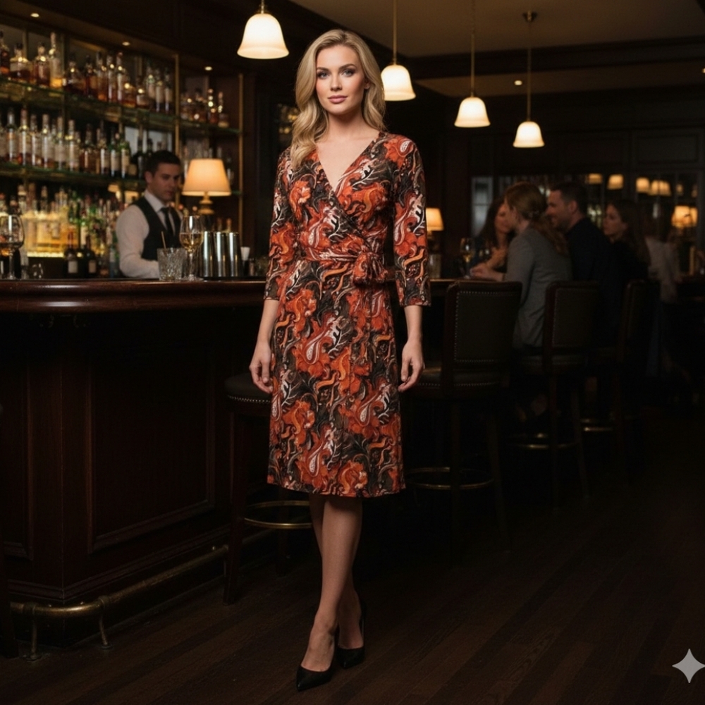 LuLaRoe Michelle Swirly Fall Color Wrap Dress Size 2X